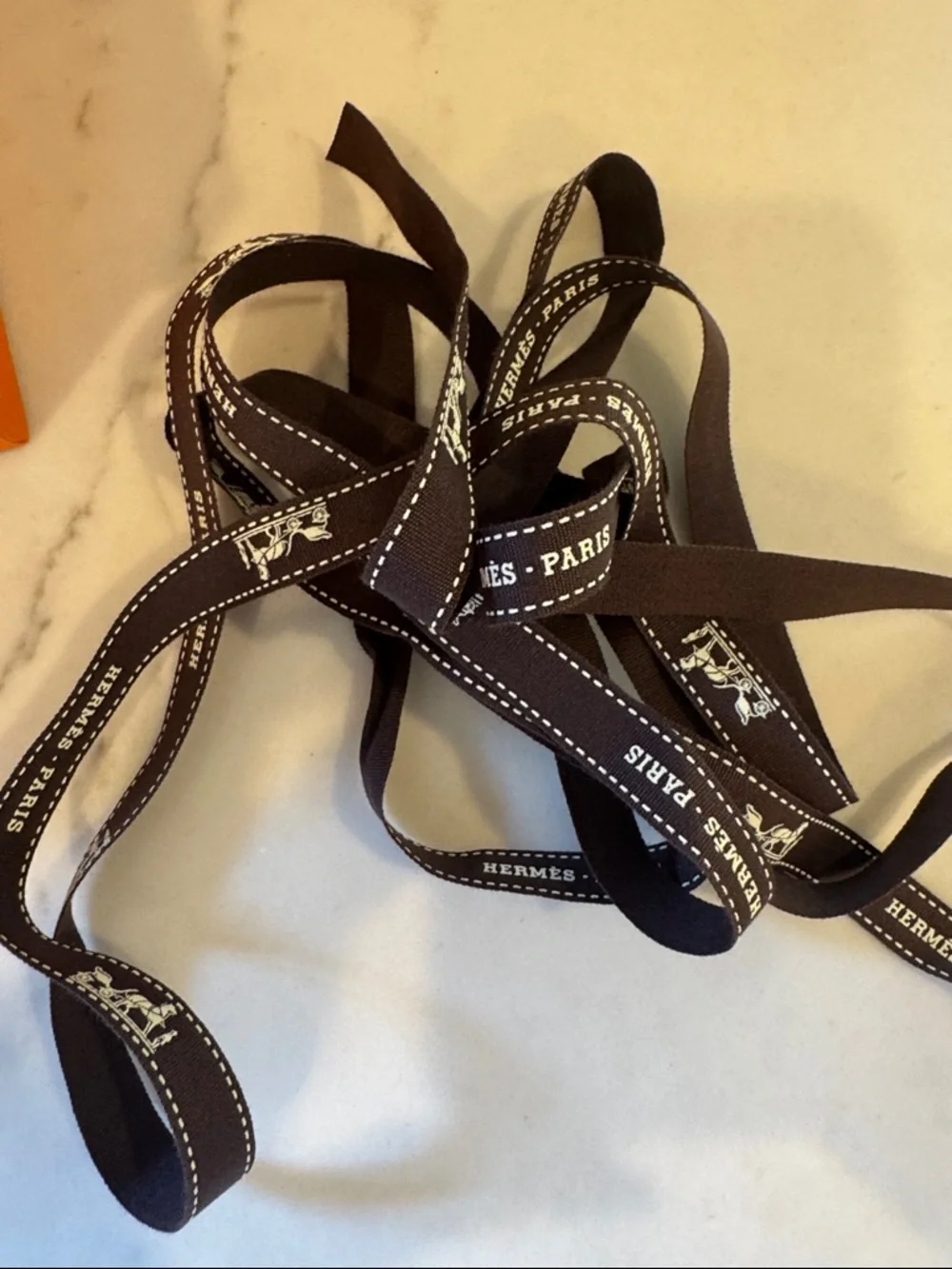 Hermès Orange Gift Box with Black Ribbon 11.5x14x4.5
